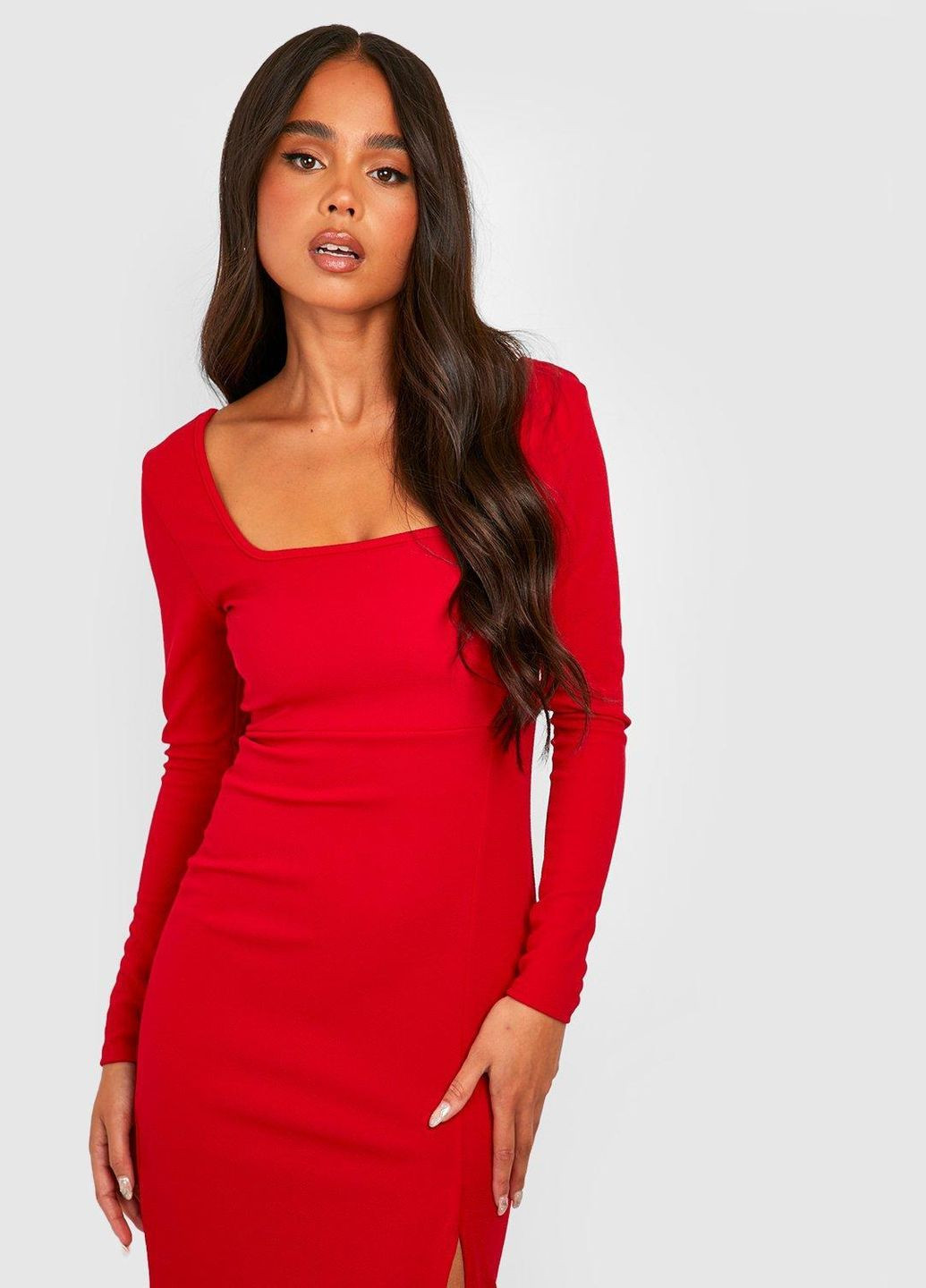 Червона повсякденний сукня Boohoo однотонна