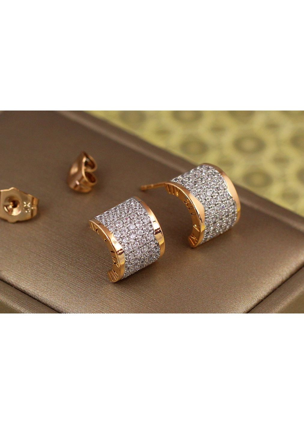 Серьги гвоздики бомонд с родием 12 мм золотистые love-shopping Xuping Jewelry (354662740)