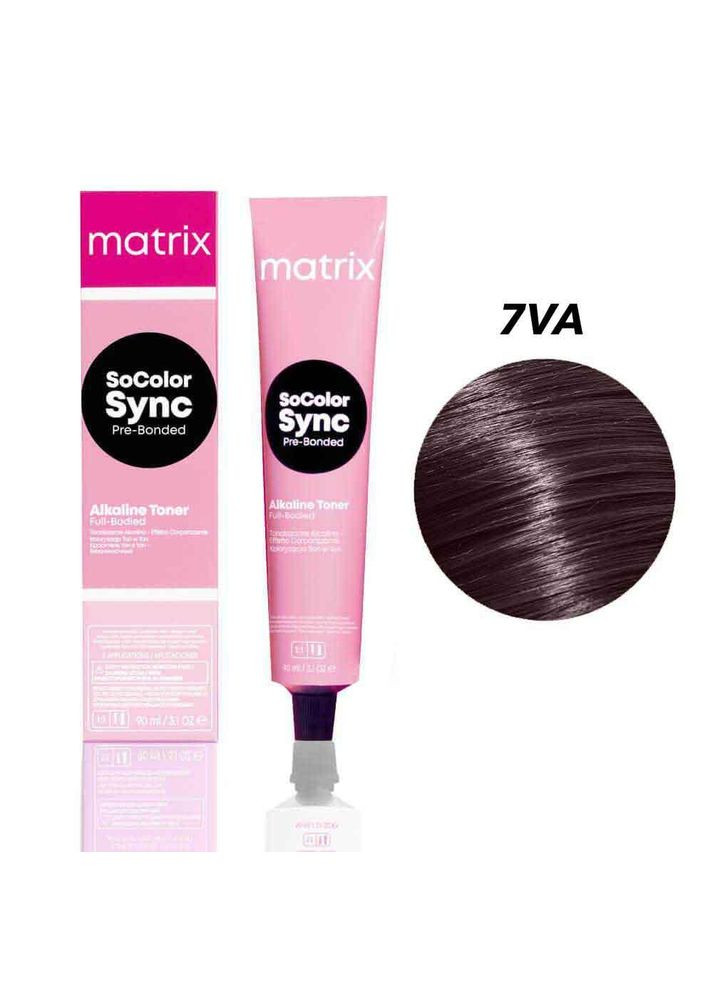 Безаміачний тонер для волосся на кислотній основі SoColor Sync PreBonded 7VA блондин Matrix (292736054)