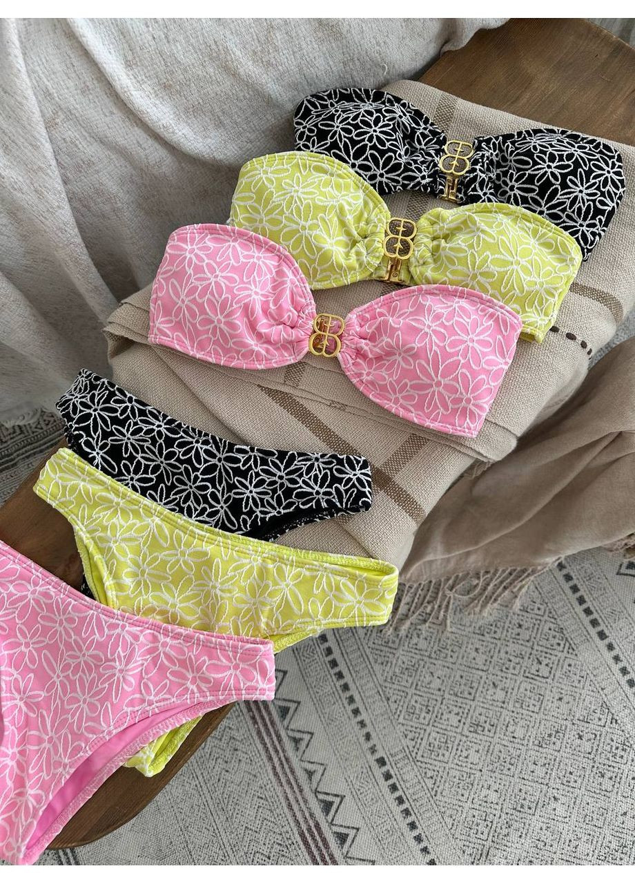 Светло-желтый летний нежный купальник бандо раздельный Vakko