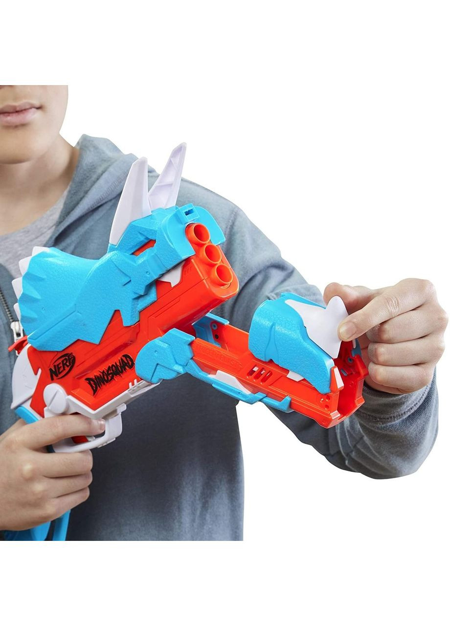 Бластер Нерф Дино Трицебласт Nerf Dino Squad Tricera-Blast Hasbro F0803 ЭкоУпаковка Mattel (372012148)
