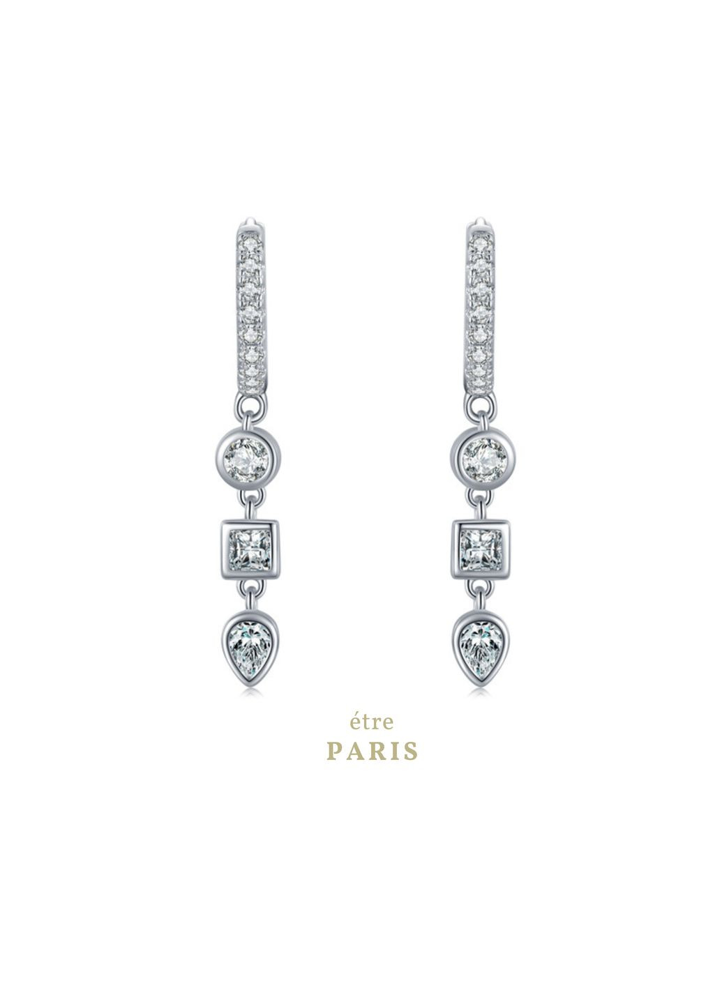 Срібні S925 сережки висячі з камінням білих фіанітів, сережки з висюлькою, довгі срібні сережки, подарунок дівчині CC2 Etre (292401659)