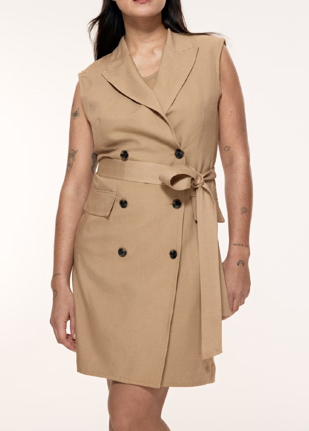 Бежева ділова сукня H&M однотонна