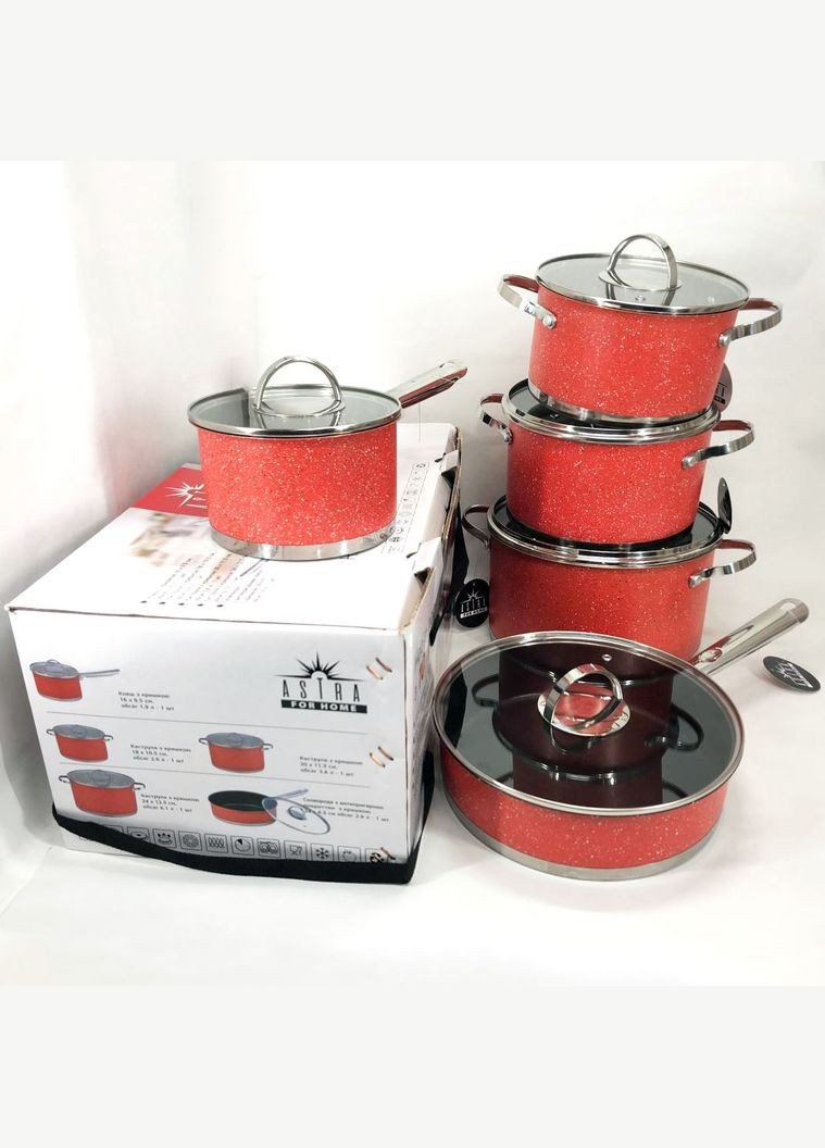 Набір посуду 10 предметів A-2510, набір каструль з антипригарним покриттям, гарні каструлі Astra (364664579)