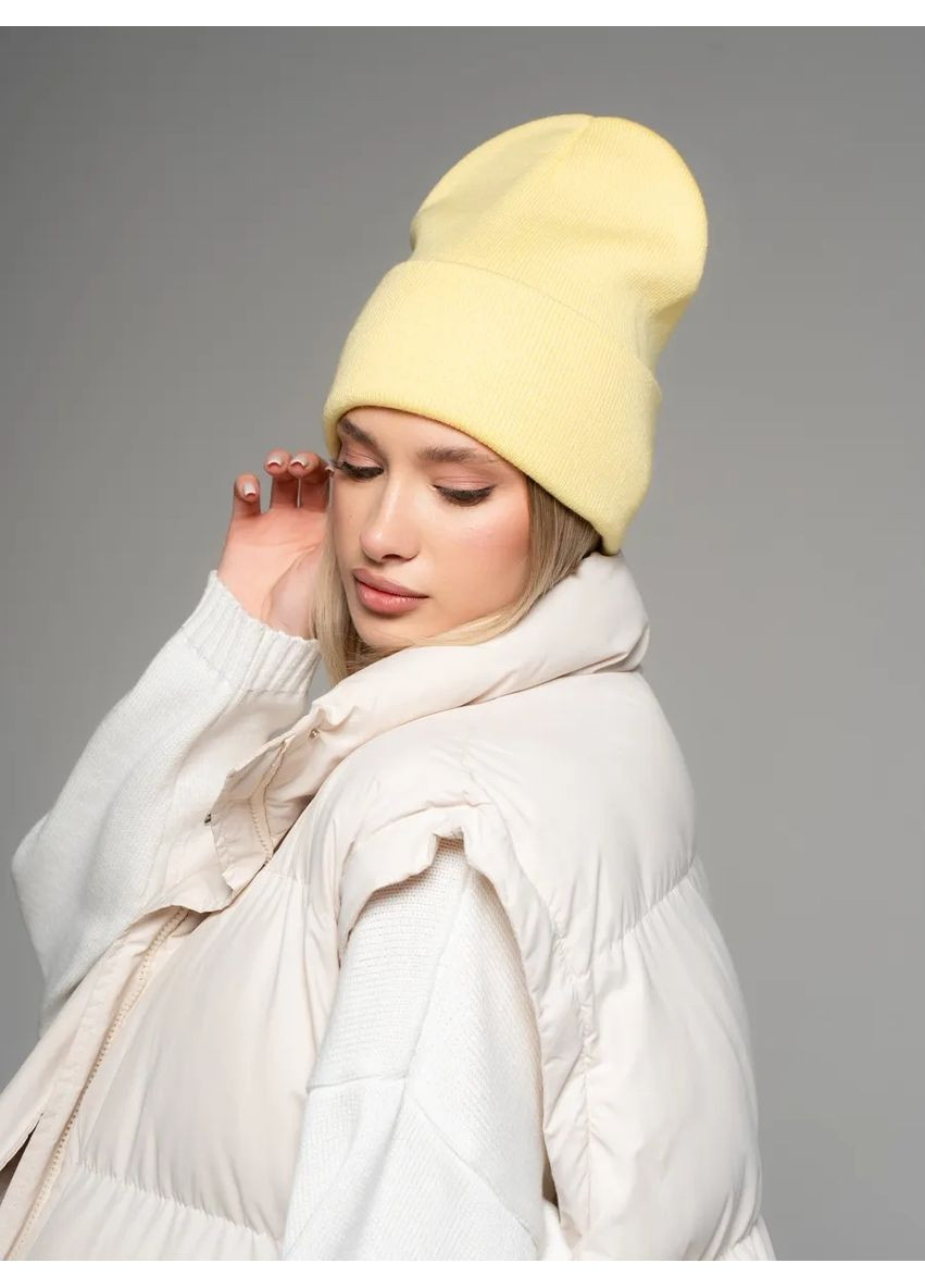 Молодежная двухслойная шапка бини лонг No Brand Шапка біні лонг лопата (362411557)