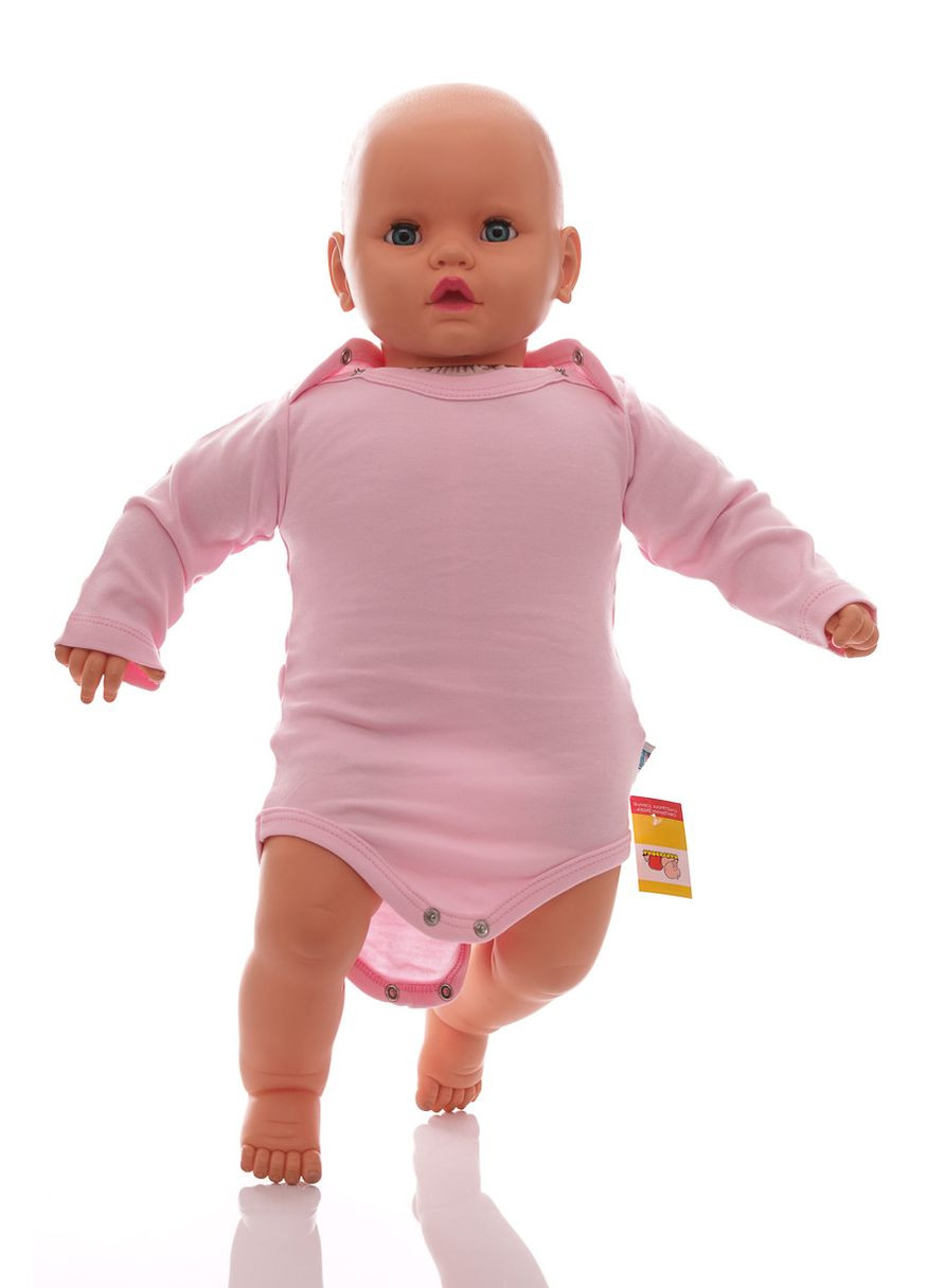 Боді з довгим рукавом для дівчинки рожевий інтерлок MiniPapi 68 см (29085) BABYKROHA (297200847)