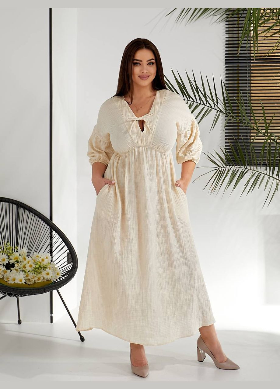 Молочное повседневный, праздничный, вечернее платье Україна однотонное