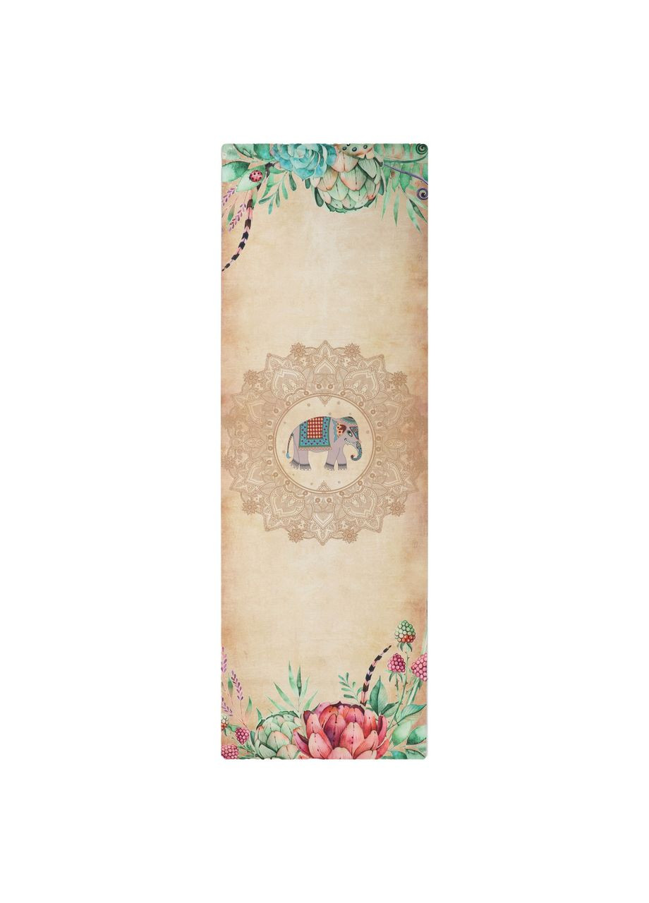 Коврик для йоги Замшевый двухслойный каучуковый 3мм Pro (размер 183x61x0,3см,, с принтом Слон и Record (361433547)