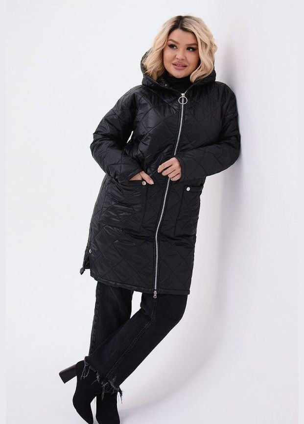 Черная женская теплая стеганная куртка цвет черный р.48/50 449422 New Trend
