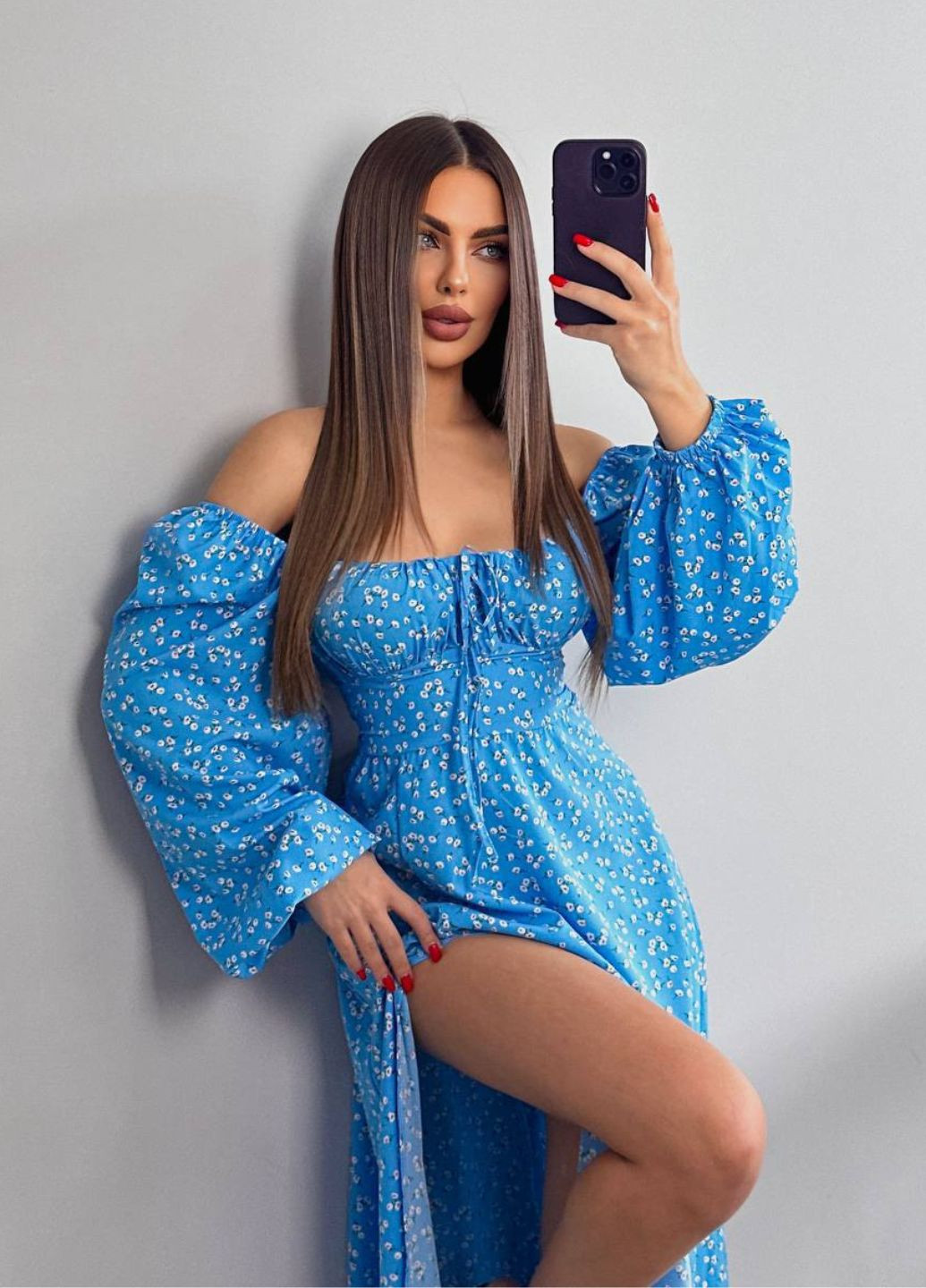 Летний женский женский сарафан из софт ткани с принтом цветочным и рукавами фонарик Tik-Tak в цветочек