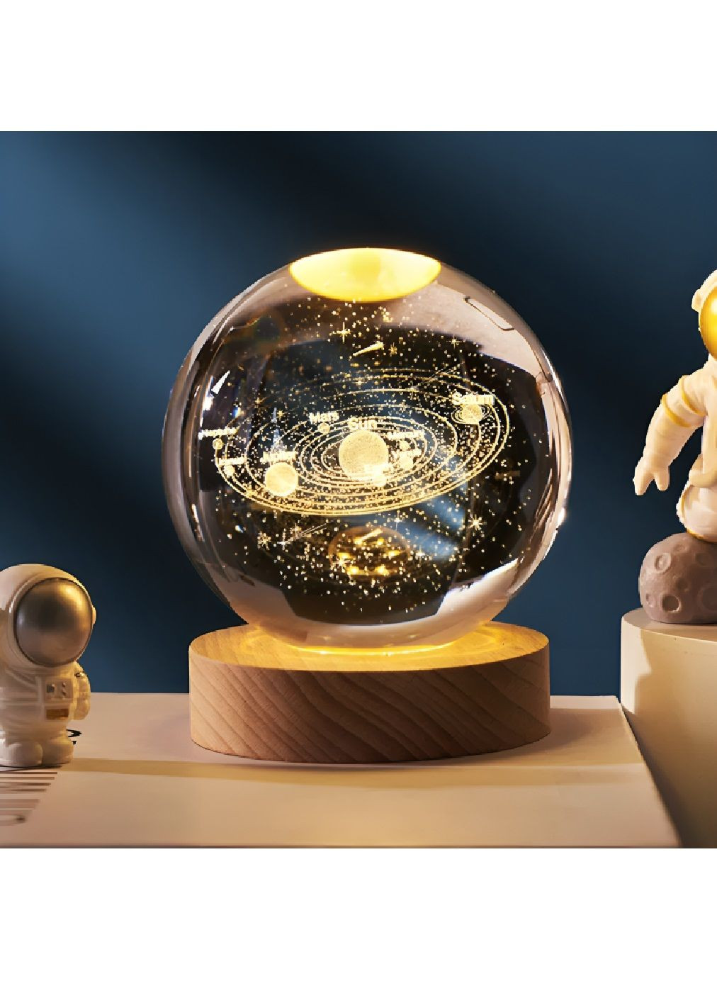 Декоративна лампа нічник 3D кришталева куля RGВ з лазерним гравіюванням живленням від USB 6х6х2 см (478164-Prob) Сонячна система Unbranded (302833472)