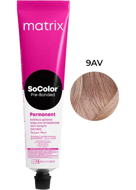 Крем-краска для волос SoColor Pre-Bonded 9AV Очень светлый блондин пепельно-фиолетовый 90 мл Matrix (377724292)