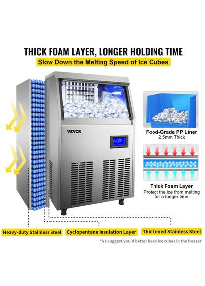 Ледогенератор 60кг льда / 24 часа Vevor (361932244)