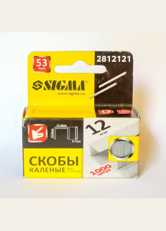 Скобы 12 х 11.3 мм каленые 1000 шт (2812121) Sigma (299485844)