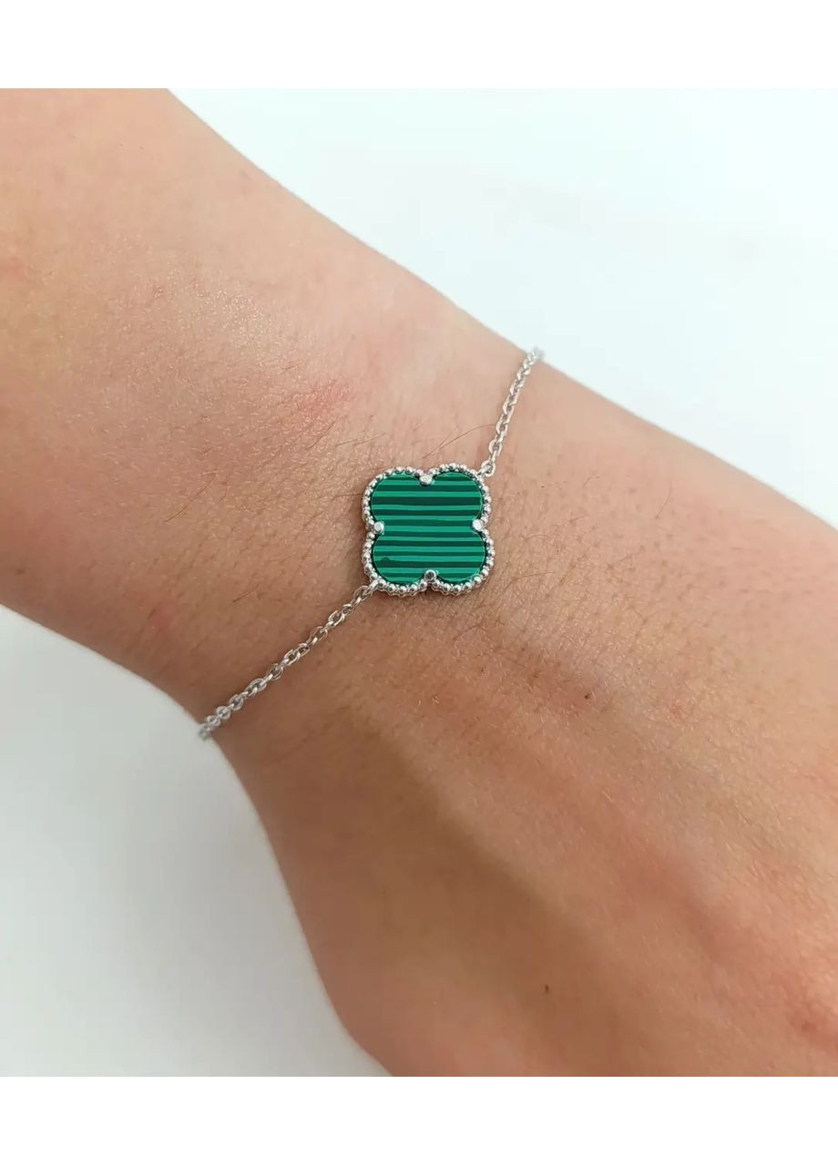 Серебряный браслет "Клевер" с малахитом (Арт.82311460034) No Brand Браслет (368770484)