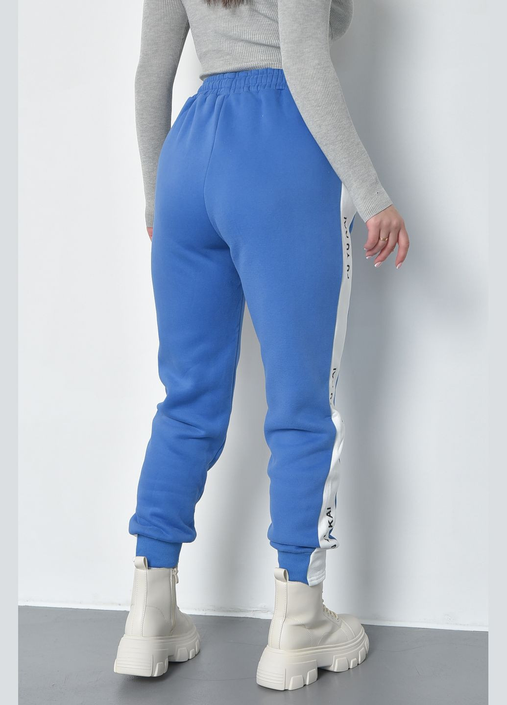 Спортивные штаны женские на флисе голубого цвета Let's Shop (285779393)