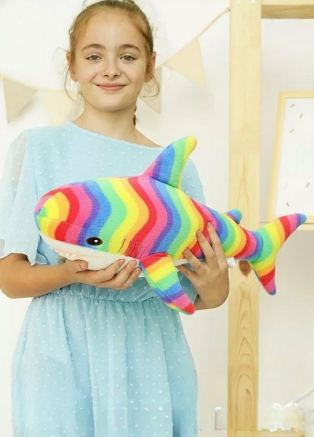 Плюшева іграшка райдужна акула 60 см для дітей My Kigu (370850589)