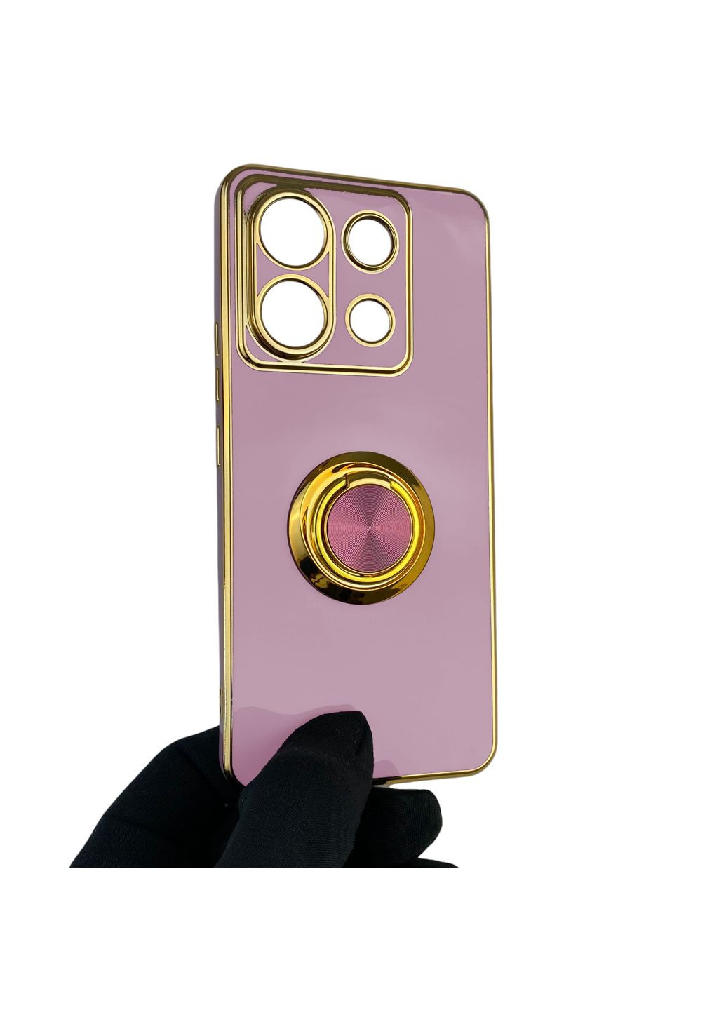 Чехол для Redmi Note 13 Pro 5G с кольцом-подставкой с золотой окантовкой редми нот 13 про черничный gs1 Xiaomi (366236484)