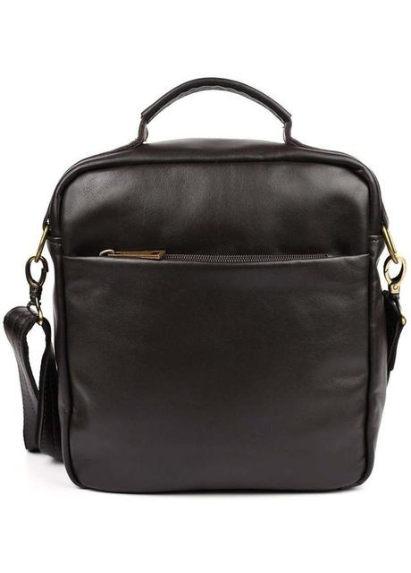 Сумка планшет через плече чоловіча із натуральної шкіри середня з металевою фурнітурою Коричневий 35853 TARWA (337466405)