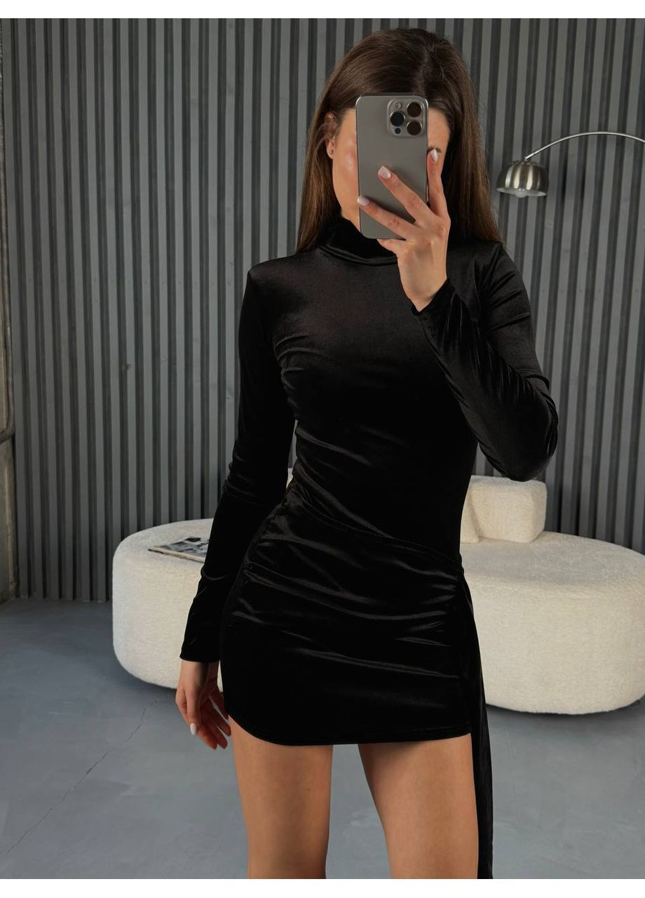 Черное коктейльное женское платье No Brand