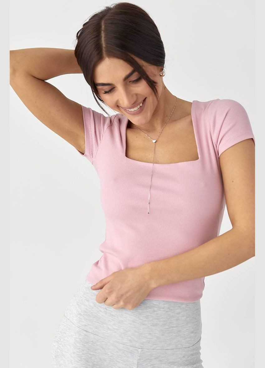 Футболка в рубчик з квадратним вирізом Lurex Футболка - (327088294)