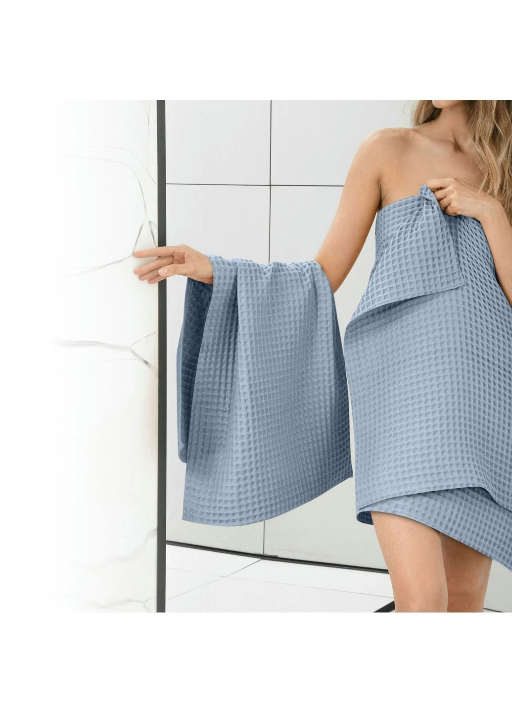 Рушник вафельний Maya Greek Waffle 55x90 см Сизий Cosas темно-блакитний