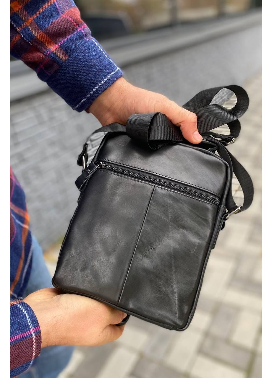 Шкіряна сумка чоловіча чорна барсетка з ручкою Modern leather No Brand (366062873)