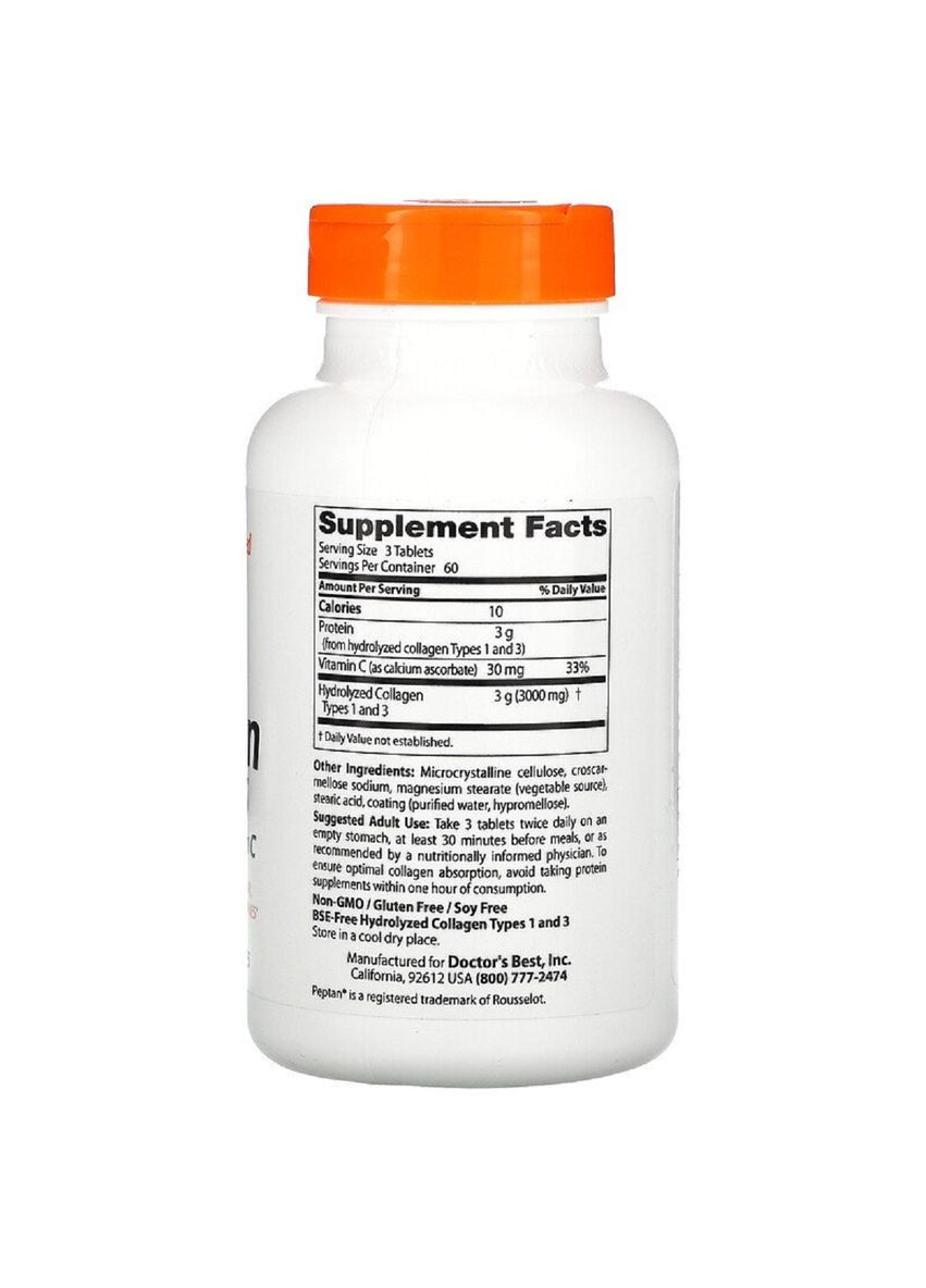 Коллаген Типов 1&3 1000мг, Peptan, 180 таблеток Doctor's Best (326054081)