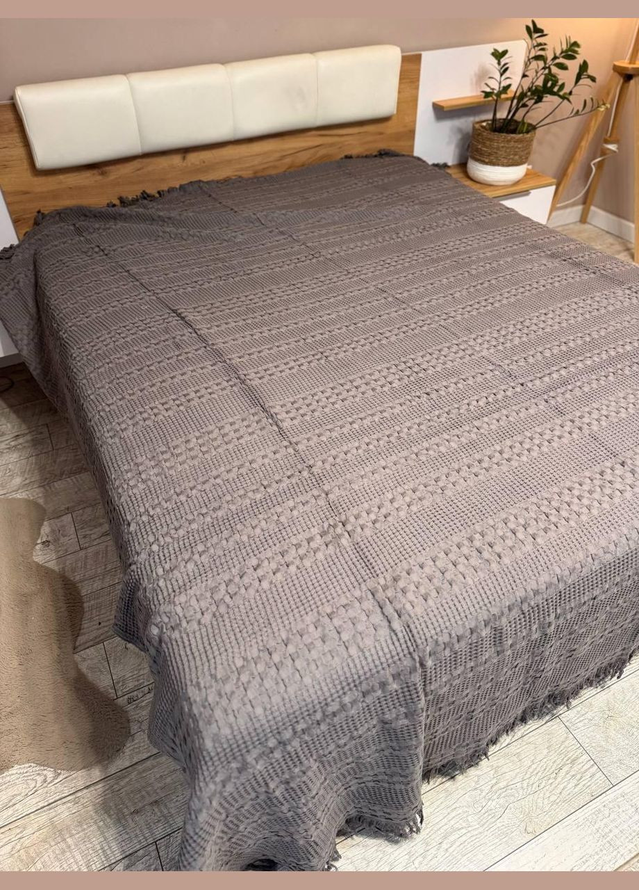 Бавовняне покривало Вафельне Євро 200х230 Графіт (П4К-al-vafel-003) No Brand (323161037)