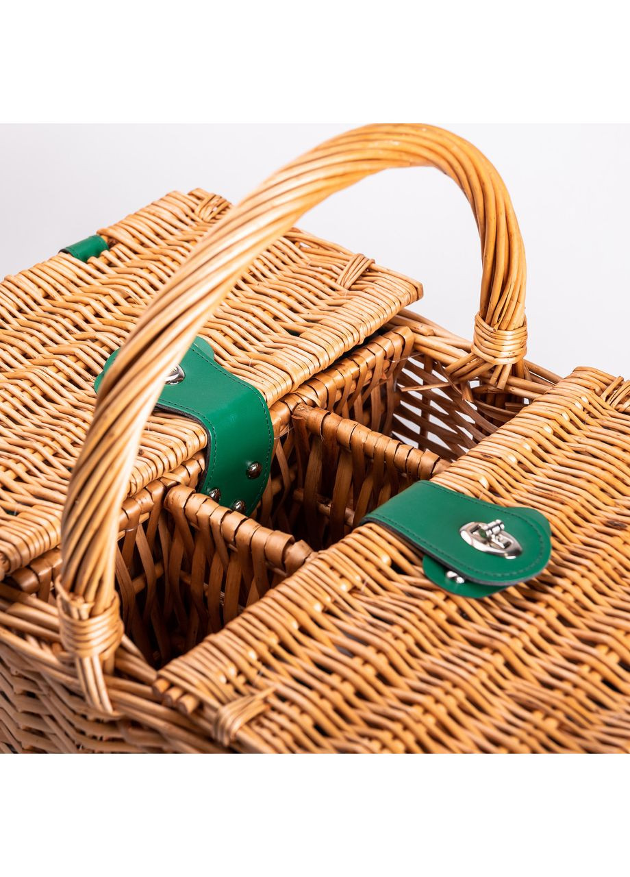 Кошик плетений для пікніка з посудом на 4 персони 48х33х43 см набір посуду туристичний для кемпінгу HP-ZQ-3 LUGI (366964636)