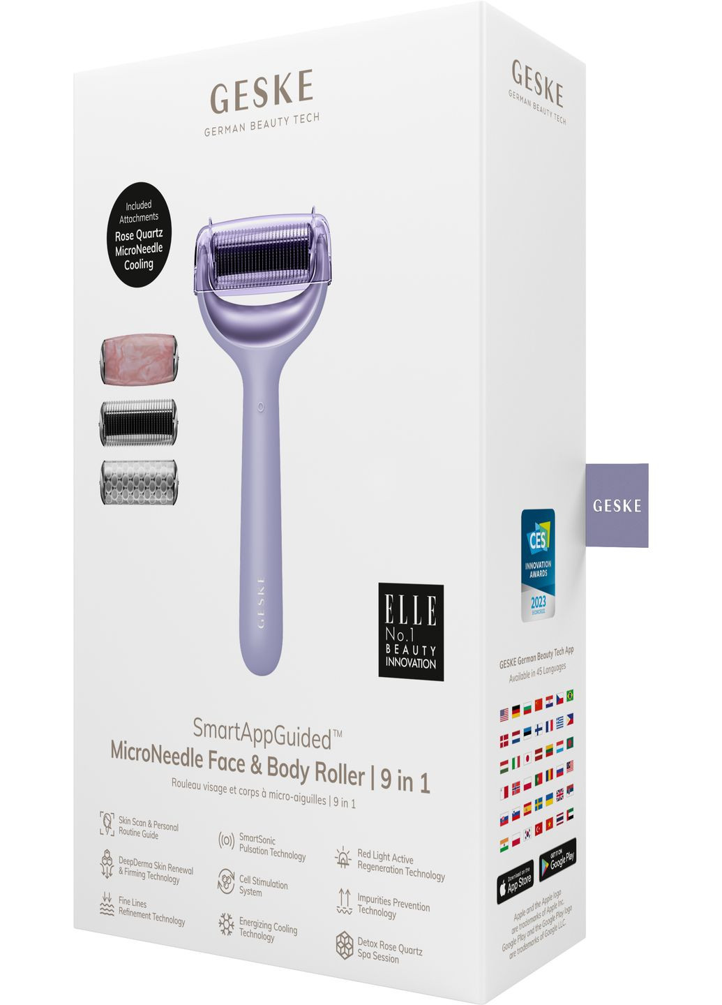 Роллер для игловой мезотерапии лица и тела MicroNeedle Face&Body Roller 9в1 purple GESKE (341526224)