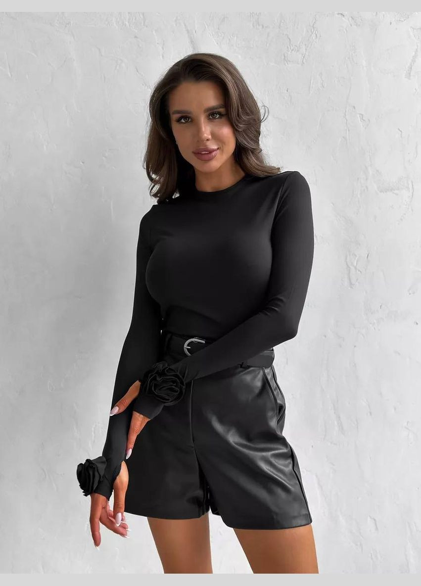 Жіночий чорний лонгслів No Brand (338377100)