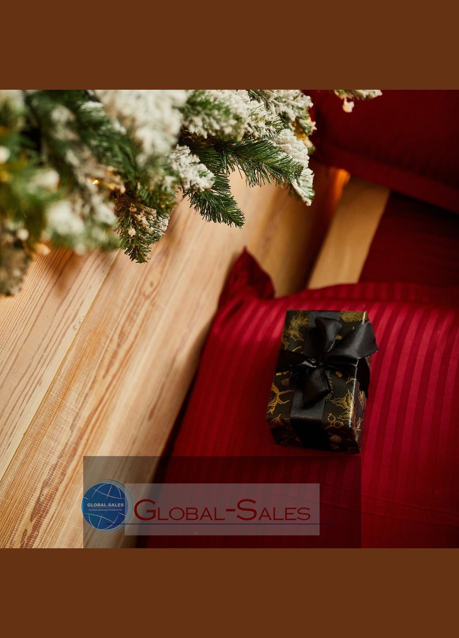 Полуторна страйп-Сатин постільна білизна Бордо 160*220см Calipso (308071609)