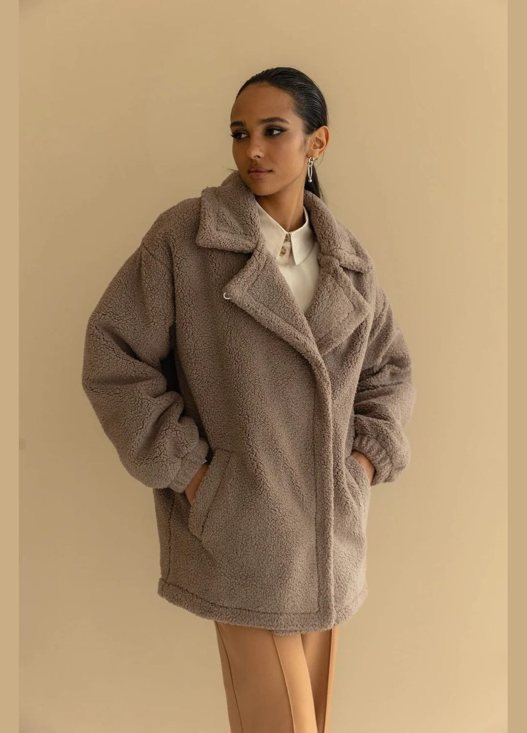 Коричневая демисезонная шуба Seventeen