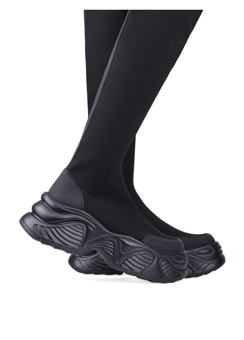 Черные осенние женские ботфорты jr1112b-3 черный ткань MIRATON