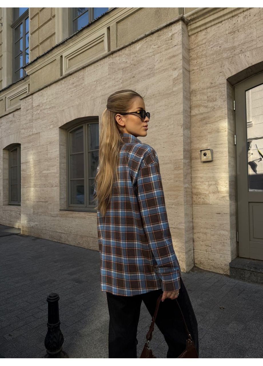 Синяя повседневный рубашка в клетку No Brand