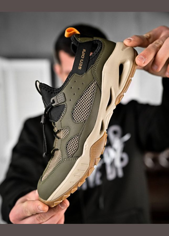 Оливковые (хаки) летние мужские кроссовки huarachi хаки/чорный No Brand