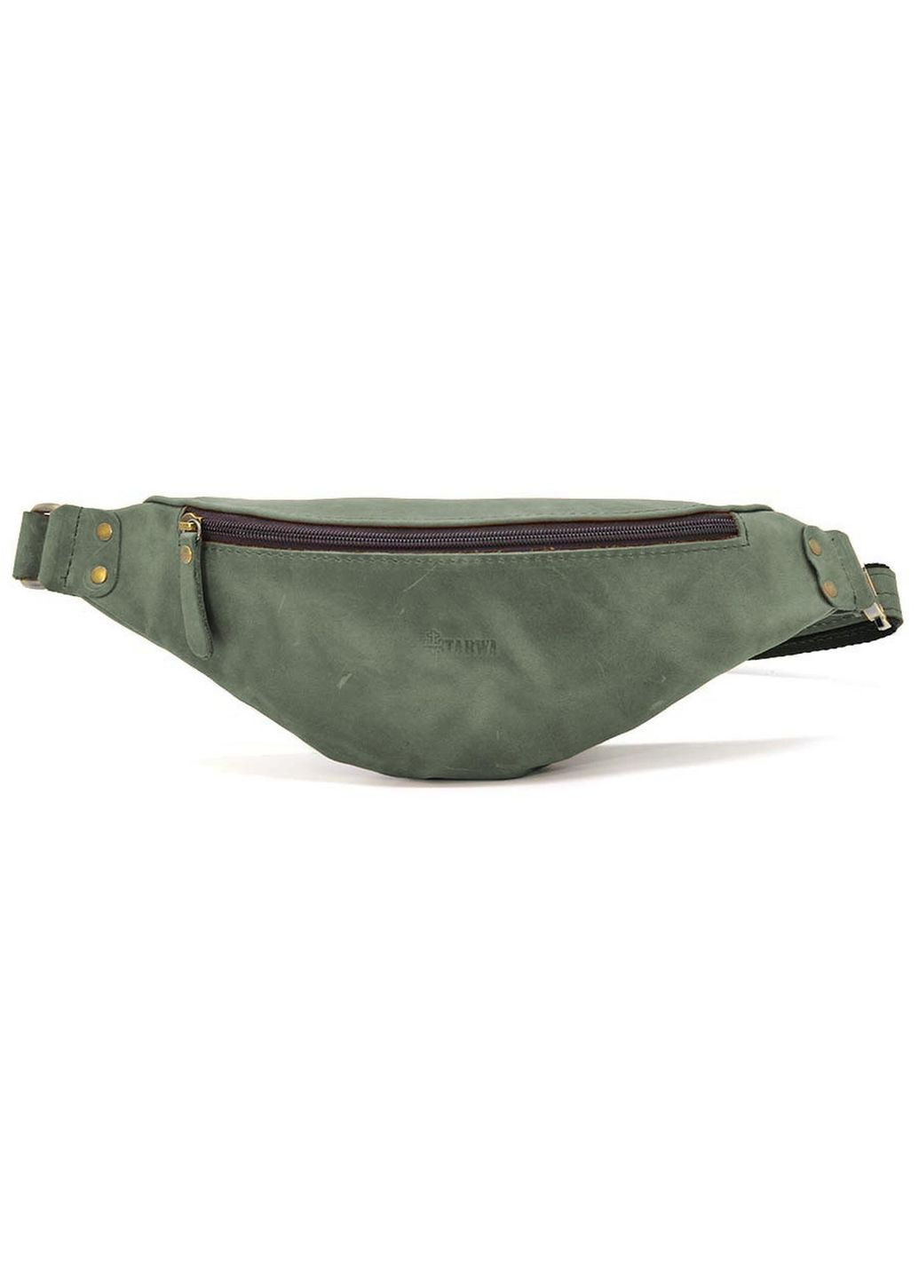 Сумка поясна бананка жіноча з натуральної шкіри середня Зелений 38724 TARWA (353302684)