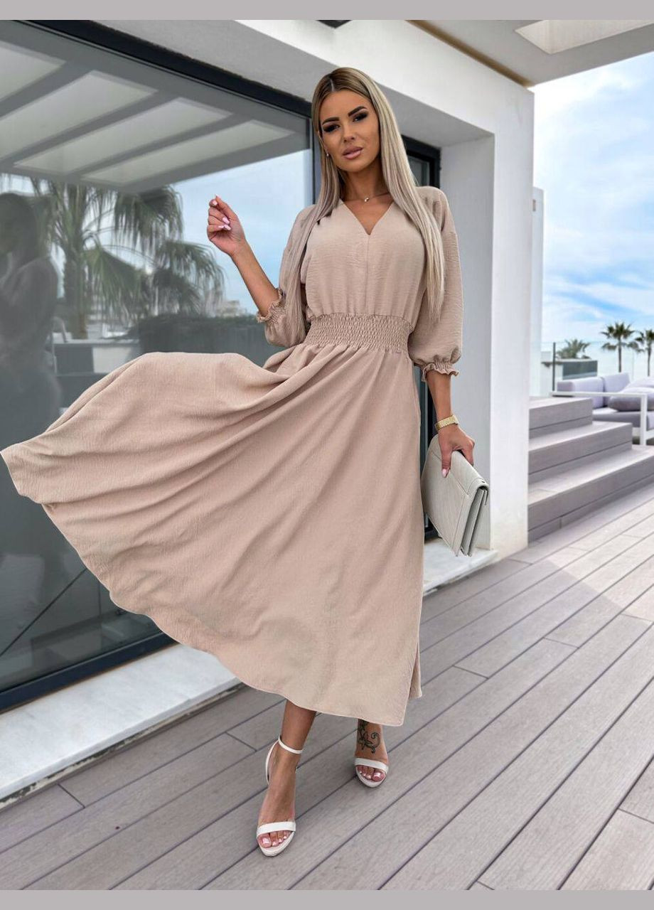 Бежева святковий, ділова, повсякденний, кежуал, вечірня сукня жіноча No Brand однотонна