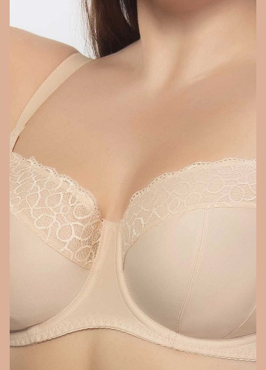 Бежевый брасьер мягкий бюстгальтер с боковой коррекцией Elita с косточками