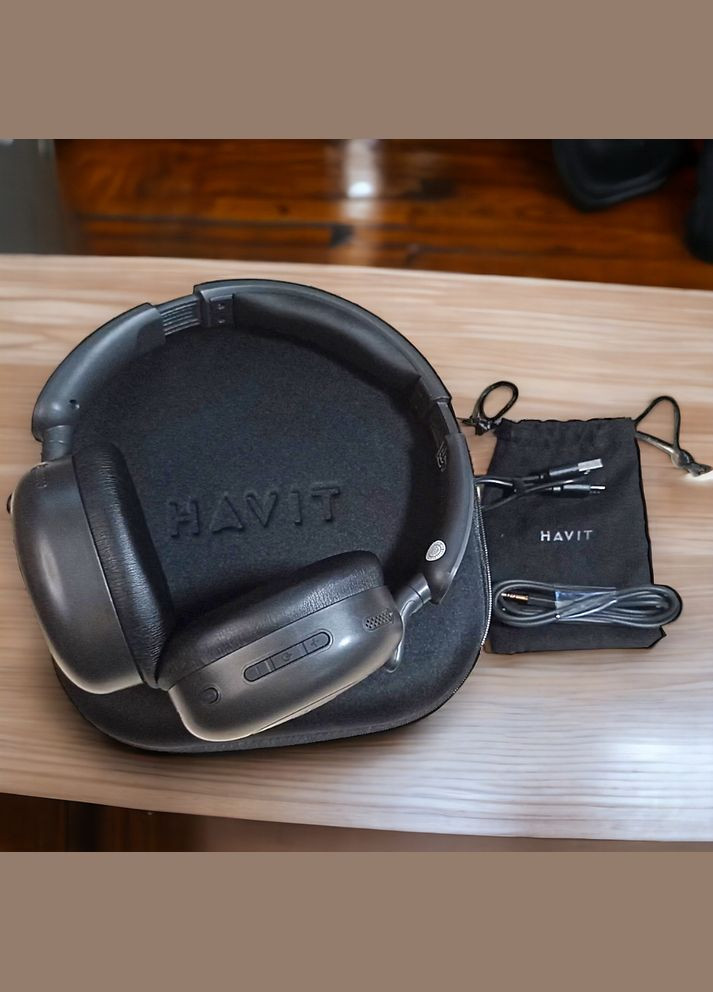 Бездротові навушники з шумопоглинанням HVH655BT PRO ANC чорні, до 80 год роботи, з чохлом Havit (290192165)