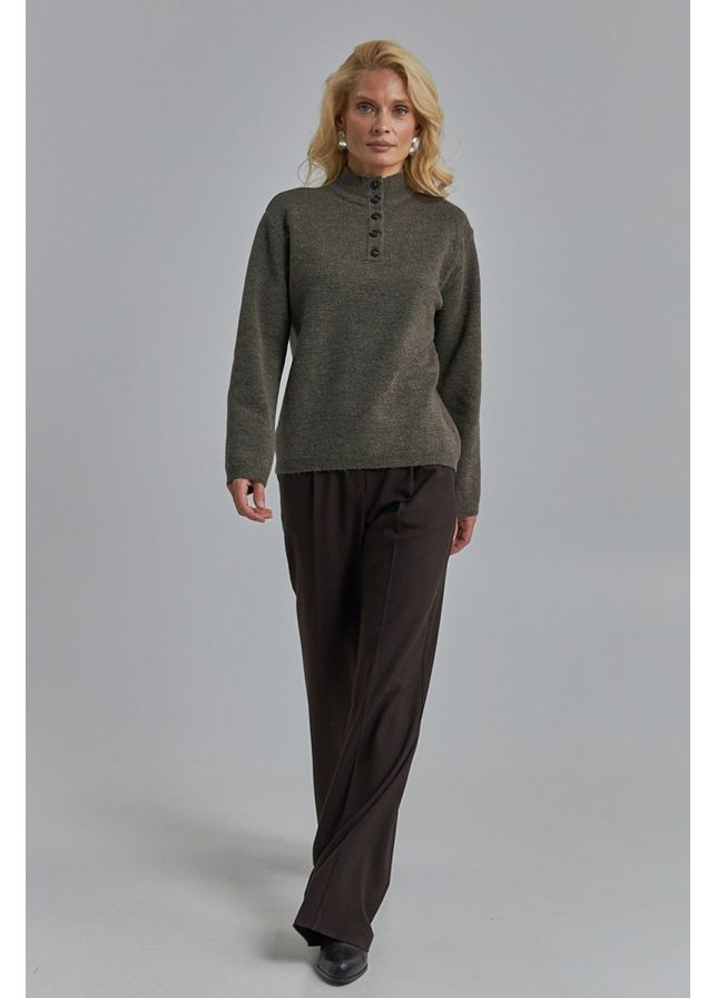 Светло-коричневый зимний женский теплый джемпер на пуговицах (2838) Triko Bakh