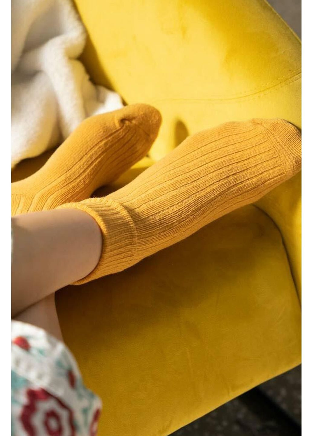 Жёлтые носки женские теплые в рубчик из шерсти 093 wool Steven (349500113)