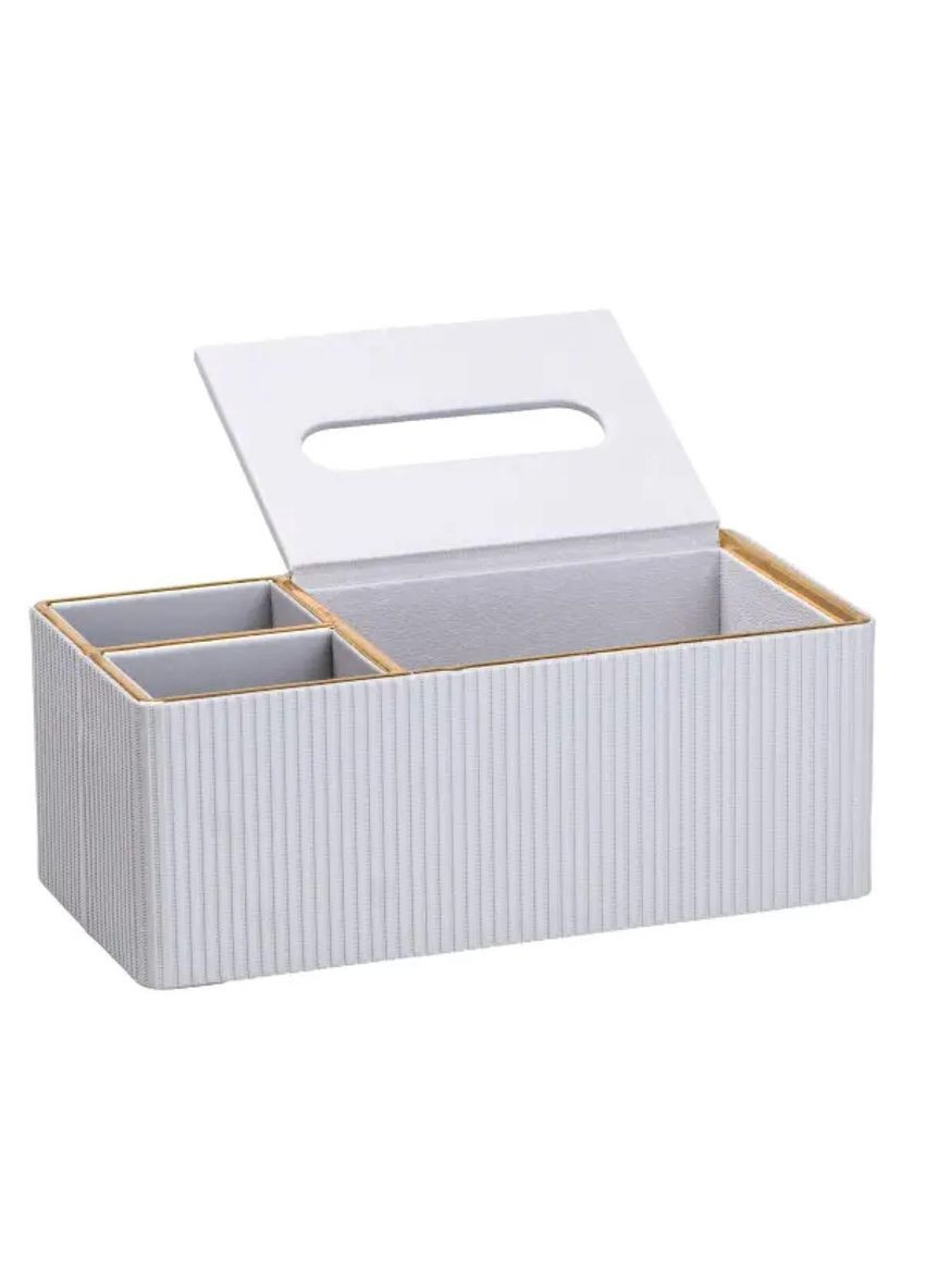 Серветниця-органайзер з еко-шкіри 3 відділення 27*14*10 см Білий HP9128 TS Kitchen (370801859)