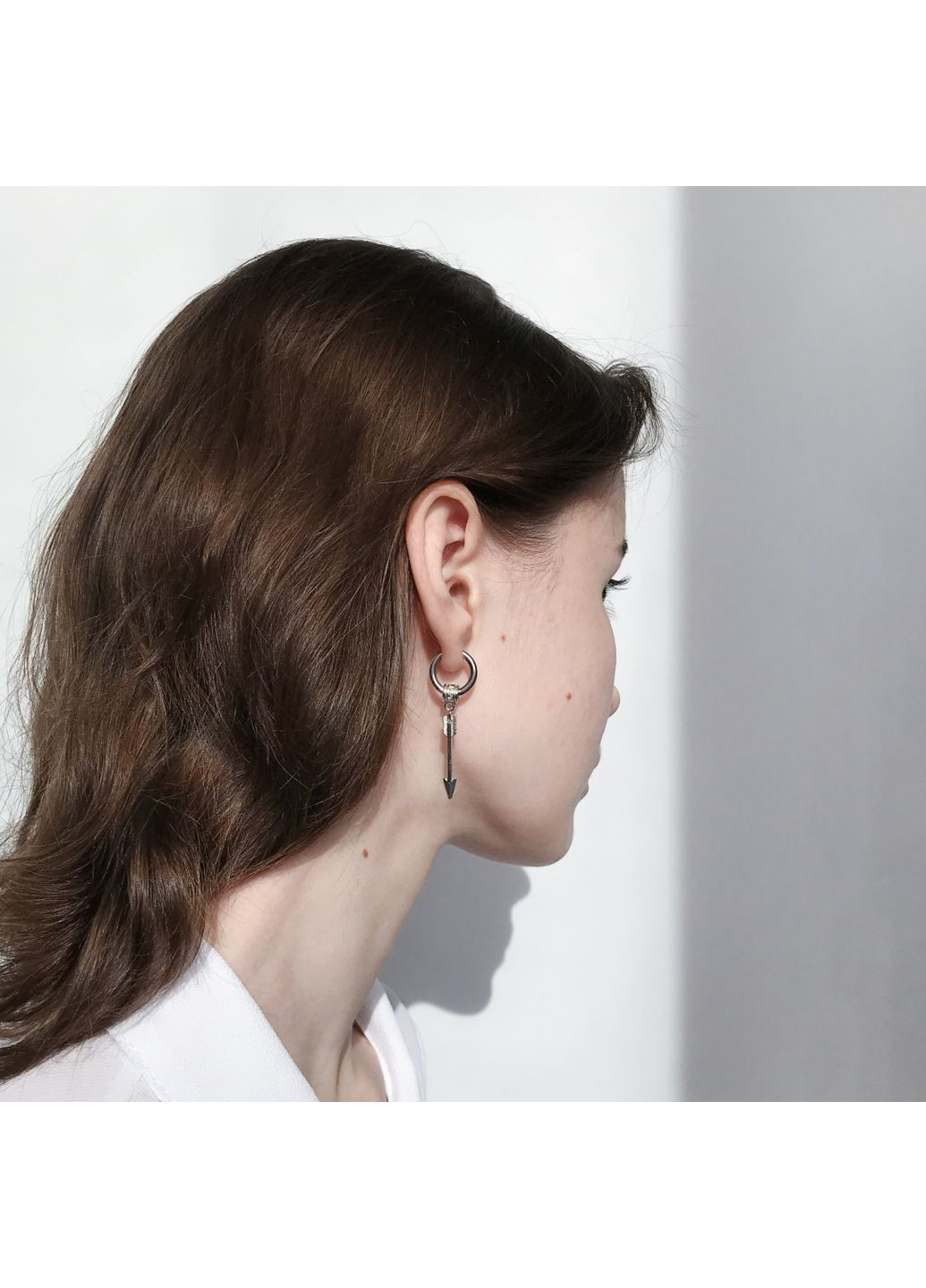 Сережка з підвіскою довгої стріли мінімалістична панк сережка-кільце корейська стиль унісекс для підлітка y2k гранж к-поп аніме No Brand (363264267)