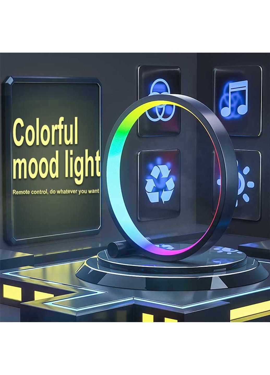 Настольная LED лампа RGB Intelligent circular atmosphere light Bluetooth USB with app Epik (294207357)