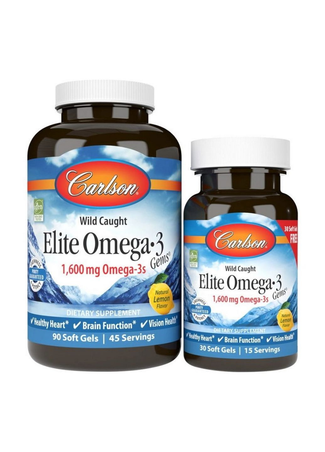 Жирные кислоты Elite Omega 3 Gems, 90+30 капсул Carlson Labs (293341486)