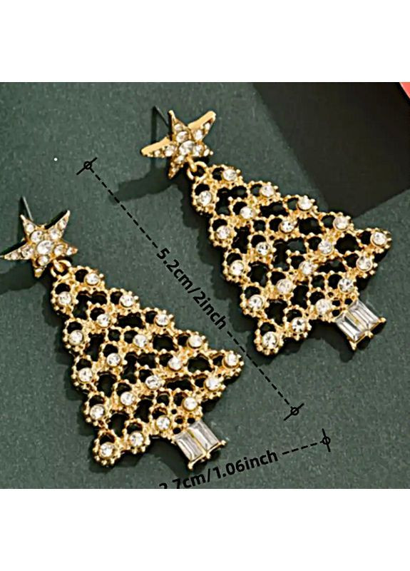 Сережки біжутерія у стразах Святкова ялинка No Brand (365751597)