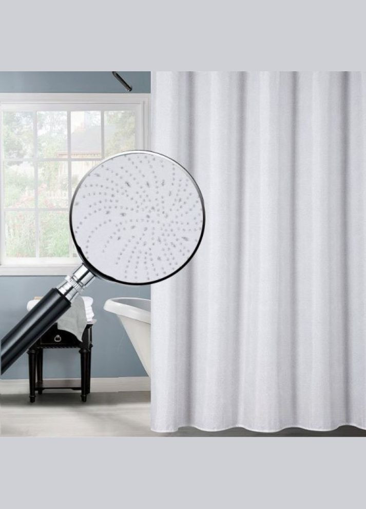 Шторка для ванной и душа 180x180 см, водоотталкивающаяс крючками штора для ванной,белая с серебристым узором No Brand (346529793)