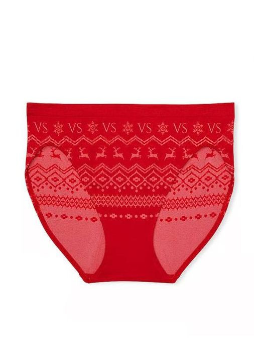 Трусики женские новогодние Victorias Secret Seamless Christmas Reindeer Panty Красные Victoria's Secret Безшовна (316653550)